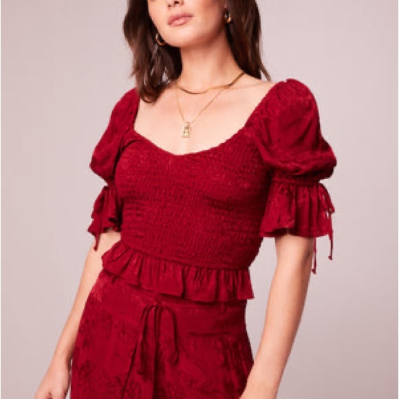 Band of the Free LEA RHUBARB SMOCKED CROP TOP NWT XS - Picture 6 of 7